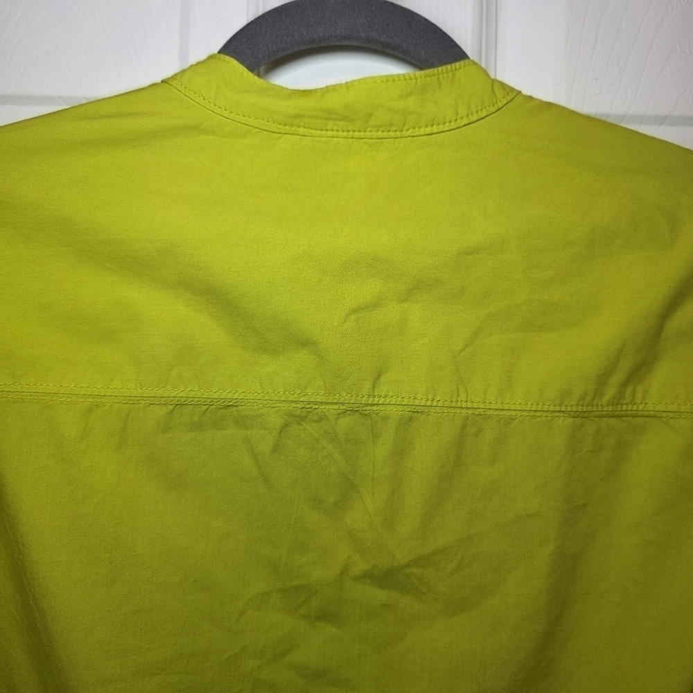 Pilcro Anthropologie Drawstring Chartreuse Poplin Button Blouse Womens XXS - Picture 10 of 14